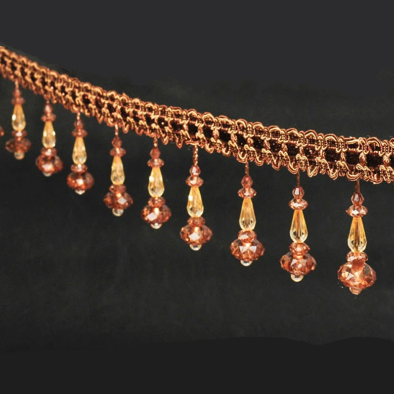 6 метров лента с кристаллами и бисером кружевная ткань для штор чехла дивана