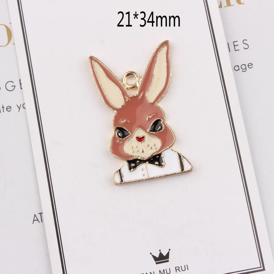 New 10Pcs Cute Cartoon Rabbit Zinc alloy Pendant Character Free Shipping Necklace Charms Fashion Jewelry DIY | Украшения и