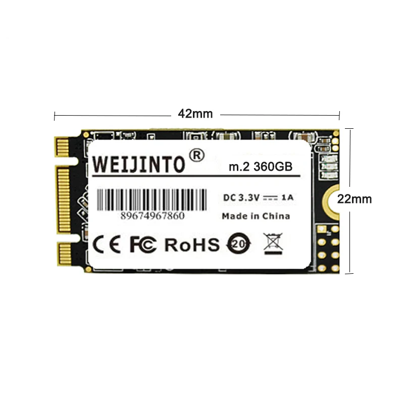 WEIJINTO NGFF m.2 SSD 2242 256 ГБ HDD мм 64 M2 внутренний жесткий диск для ноутбука | Компьютеры и