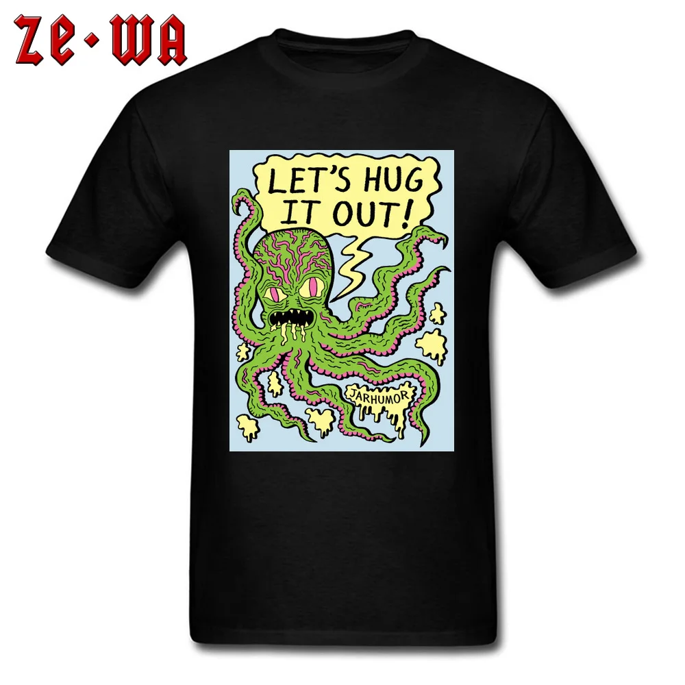 Новые модные мужские футболки Lovecraft Comic Lets Hug It Out Cthulhu темно