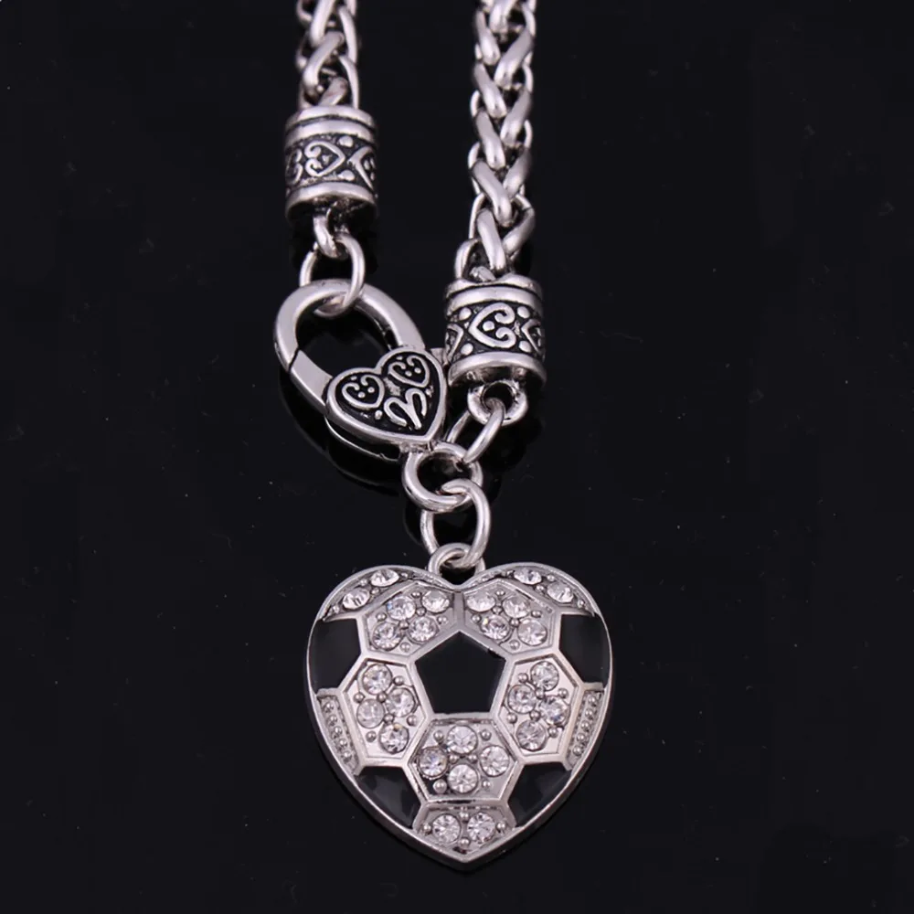 Унисекс очаровательный браслет футбольный узор кулон в виде сердца ювелирное