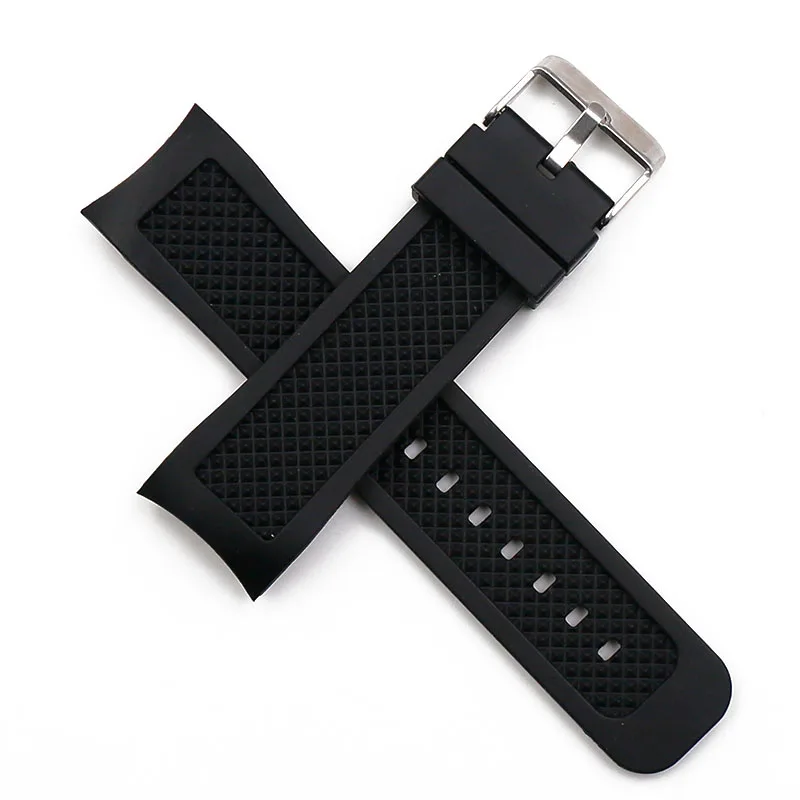 Silicone strap male 24mm curved interface pin buckle watch accessories for IWC series sports waterproof rubber strap men watch