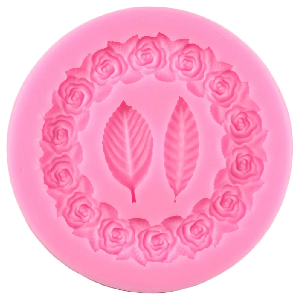 Круглая силиконовая форма роза цветок гирлянда лист искусственное ремесло кекс