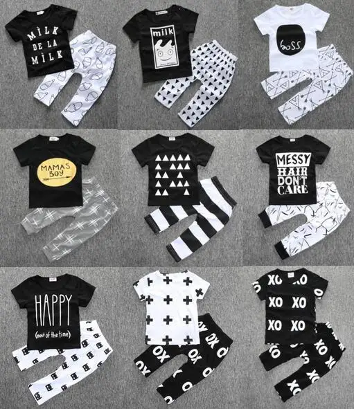 

Retail New Fashion Europen and American Style Baby Girl Short-sleeve Cartoon Monster Print Clothing Set 3-24Month 2Pcs