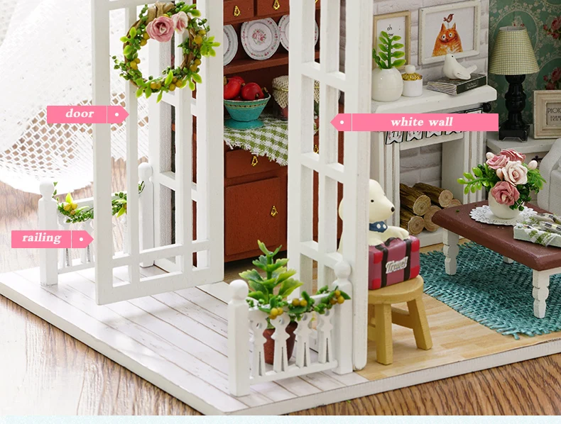 Кукольный дом Миниатюрный DIY кукольный домик с деревянная мебель для дома в американском стиле ретро игрушка ручной работы Happy Times Z008# E