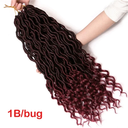 T1B/бордовый VERVES Faux locs 18 дюймов вязание крючком сплетенные волосы для наращивания 24 пряди/упаковка косички Омбре плетение волос синтетический афро коричневый оптом - Цвет: T1B/бордовый