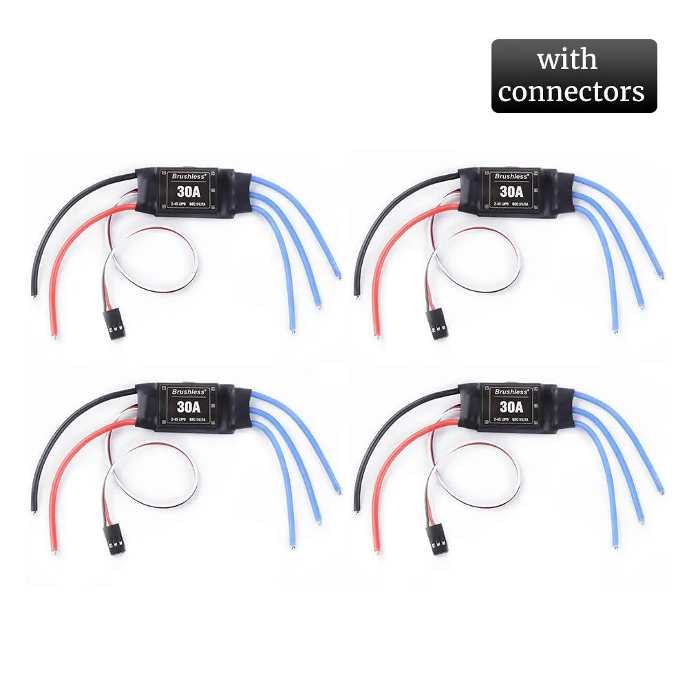 4 шт. 30A ESC 2-4S Lipo бесщеточный 30A ESC с 5 V/2A BEC для S500 X500 Квадрокоптер - Цвет: with wires