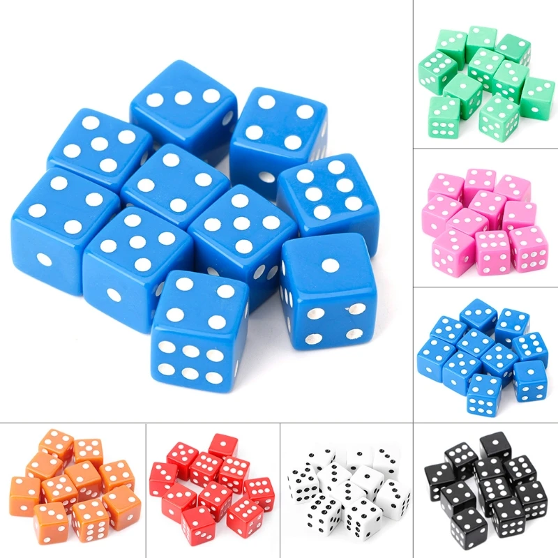 

10Pcs/Lot 15mm Multicolor Acrylic Cube Dice Beads Six Sides Portable Table Games