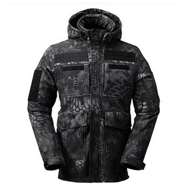 black camo Уличная Водонепроницаемая тактическая флисовая куртка для кемпинга, Мужская камуфляжная Спортивная камуфляжная походная охотничья почта, одежда с несколькими карманами - Цвет: black camo