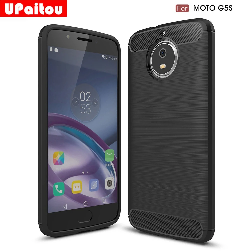 UPaitou For Motorola Moto G5S Case Carbon Fiber Cases Scratch Resistant Soft TPU Back Cover for XT1793 XT1794 XT1792 |