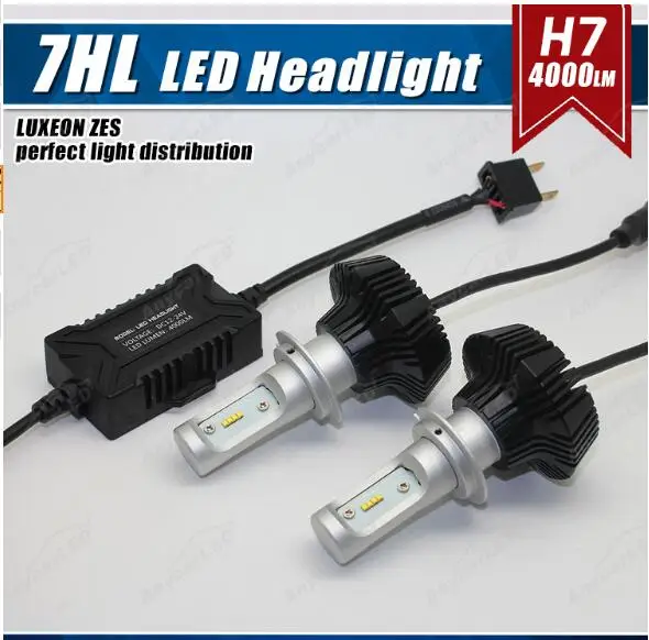 1 комплект H7 50W 8000LM G7 светодиодных фар LUMI LUXEON ZES чипы безвентиляторный чистый белый