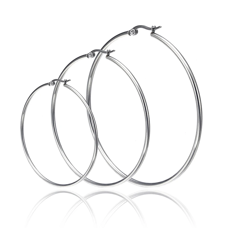 E090 большой круг обруч Комплект сережек для женщин Простой Панк Стиль Brincos круглые