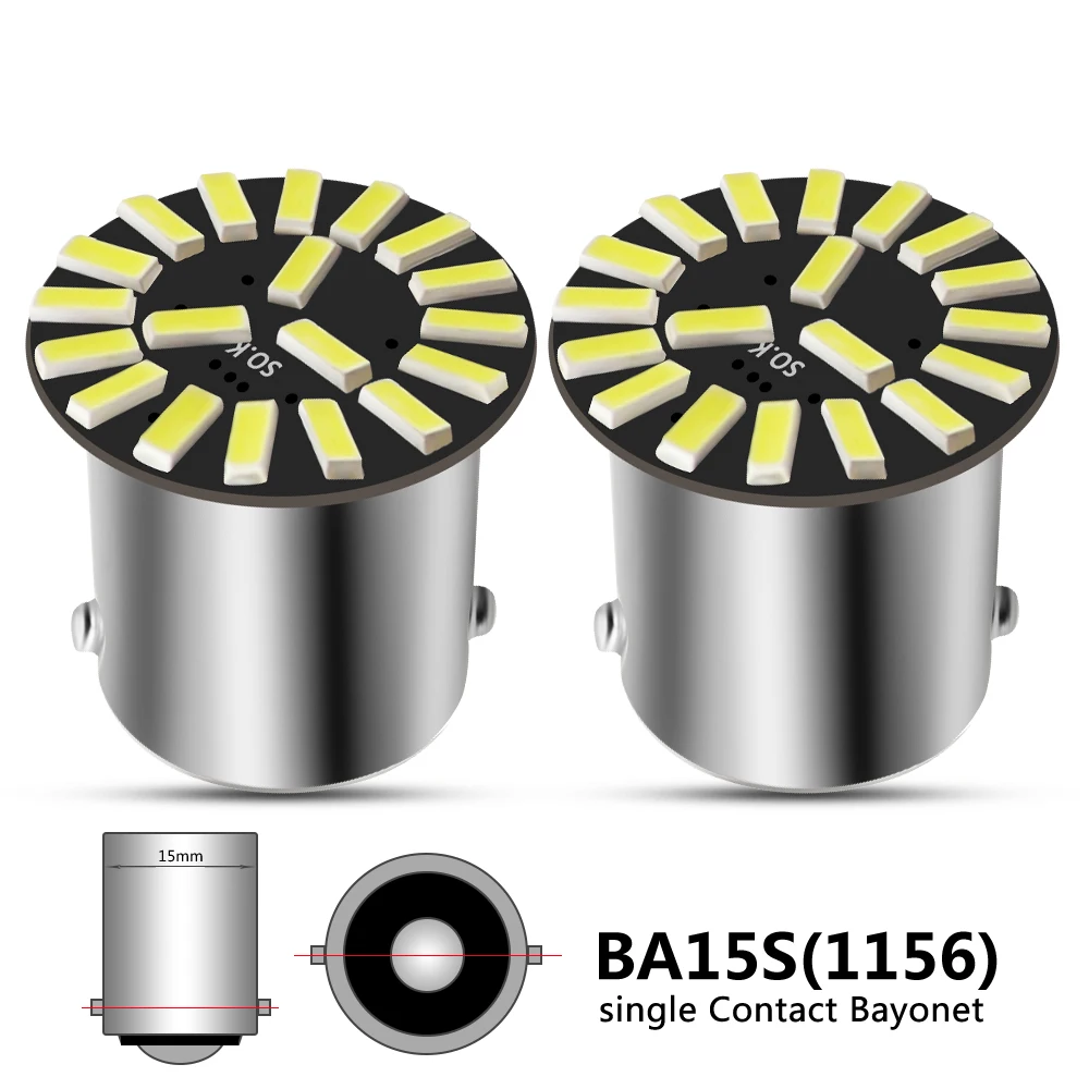 2 шт. 1156 P21W BA15S светодиодный фонарь 4014 SMD 19 чипов 6500 K белый для автомобиля Авто