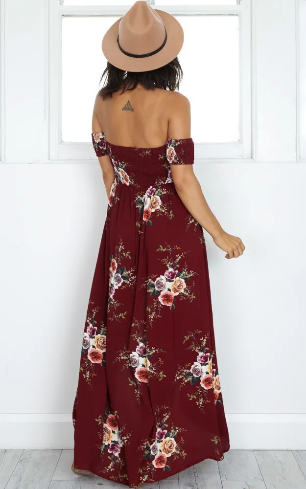 Женское пляжное шифоновое платье с открытыми плечами Boho белое длинное винтажное