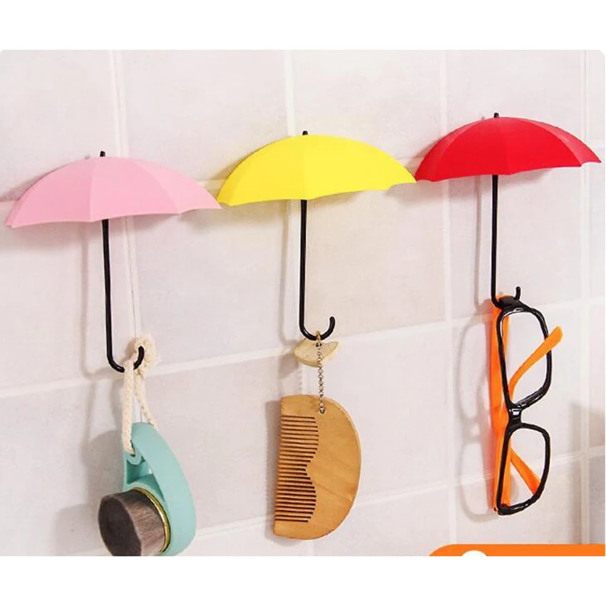 3 шт./лот симпатичный настенный крючок вешалка в форме зонта пластиковый клейкий