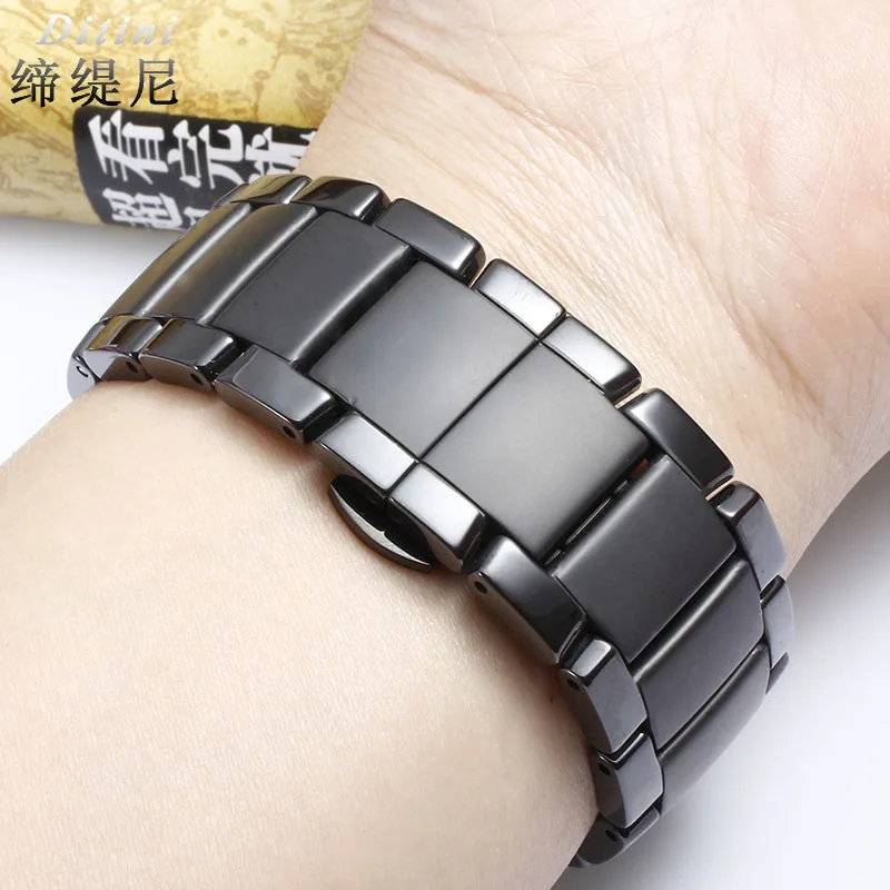 Ремешок керамический для AR1451 мужской черный стальной браслет керамических