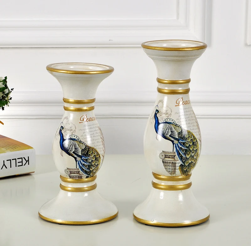 European American Retro Candlestick pastoral countryside painted ceramic high-end home decorations Candle |