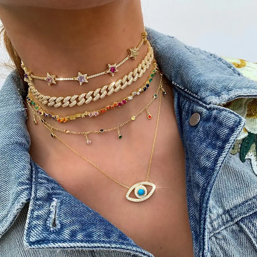 38 см позолоченные микро pave cz хип-хоп bling кубинские звенья цепи ожерелье для женщин iced out ювелирные изделия