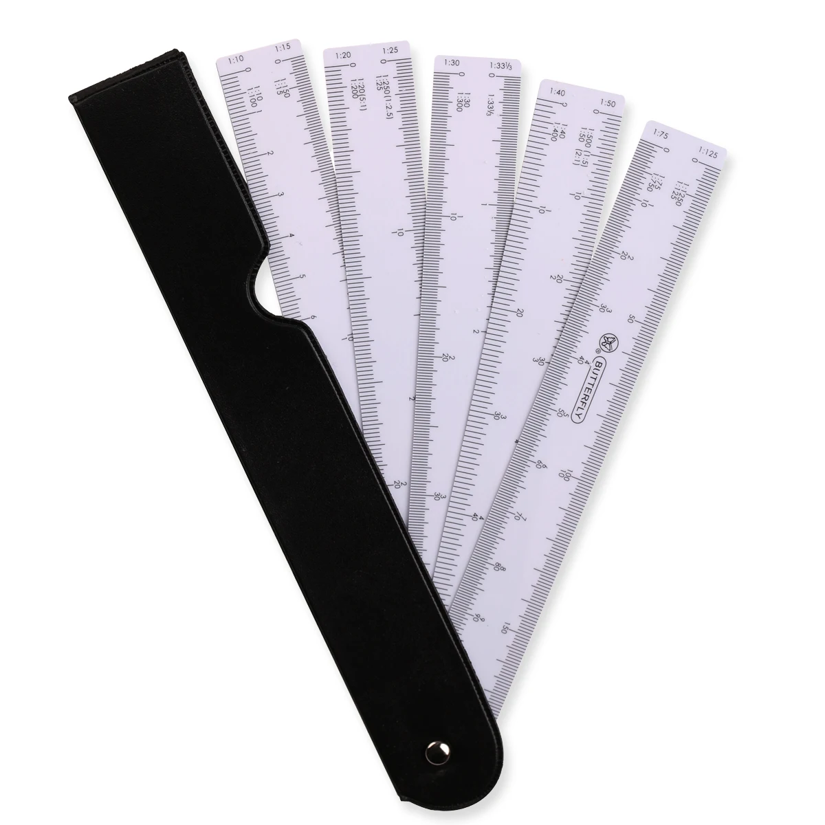 

LifeMaster 2pcs/lot Butterfly Fan Shape Architects Scale Ruler For Graphics Design Multi Ratio Measure Scale