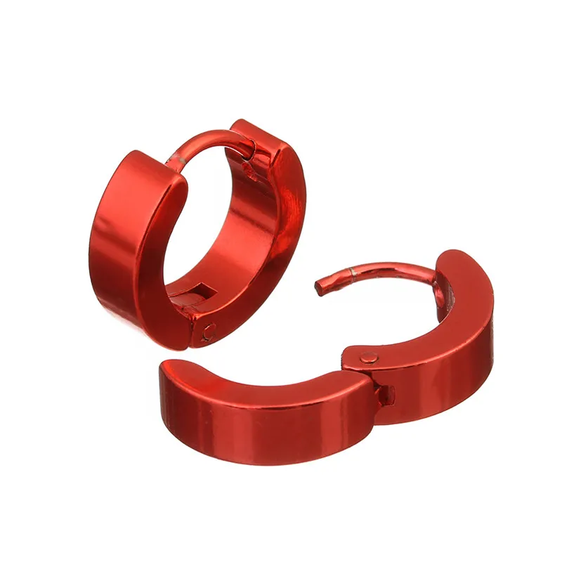 red Sauvoo 1 пара панк Черное кольцо для пирсинга из нержавеющей стали круглая нейтральная Серьга для женщин мужчин модные ювелирные изделия Gouden Oorringen - Окраска металла: red