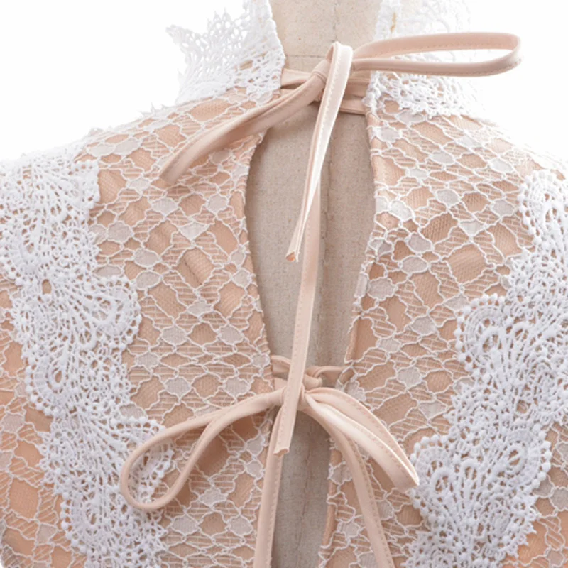 2017 летний пляж кружева платья женщин стенд воротник сексуальная выдалбливают