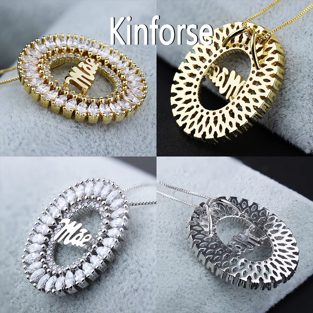 Ожерелье с кулоном Kinforse из Кубического циркония Mae, 3 шт./лот, ожерелье из меди с золотым/белым покрытием для женщин, модное ювелирное изделие, PWX006