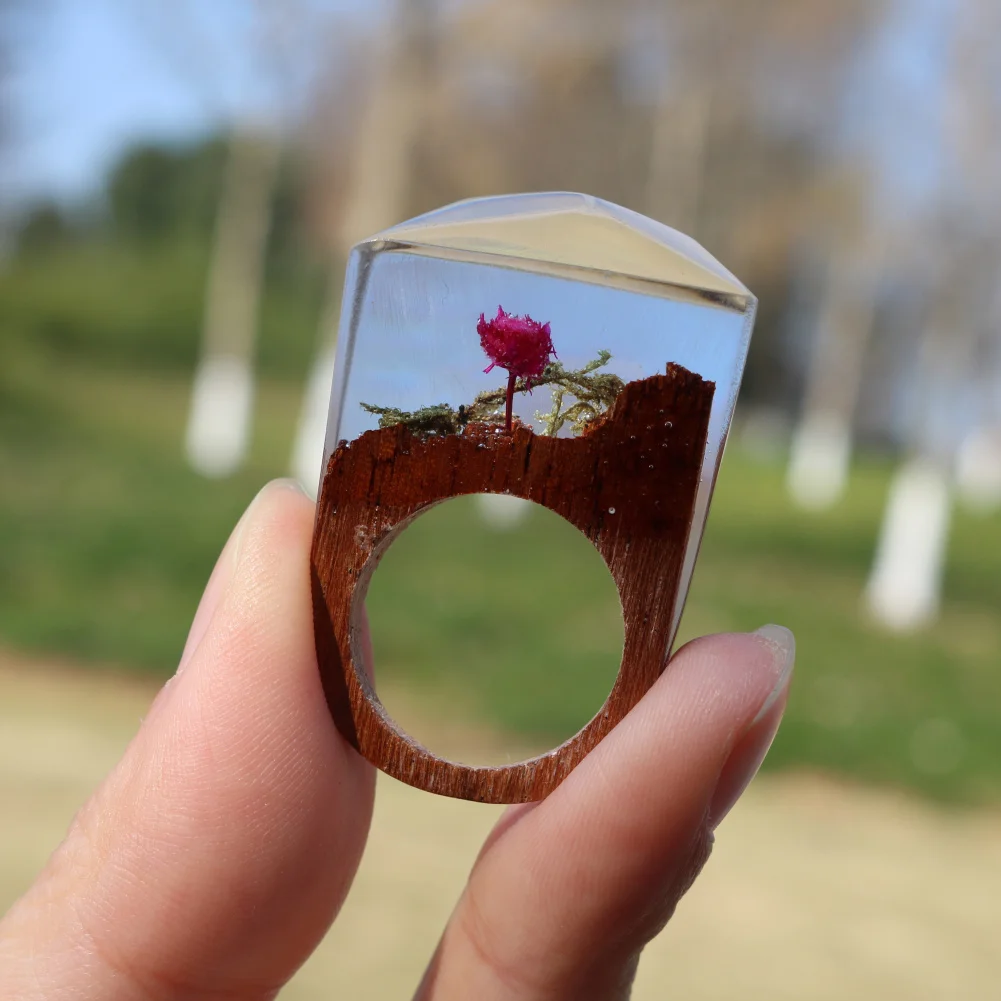 Fimme 2018 Конструктор Деревянный кольцо с розовым Blossom DIY миниатюрный пейзаж миров