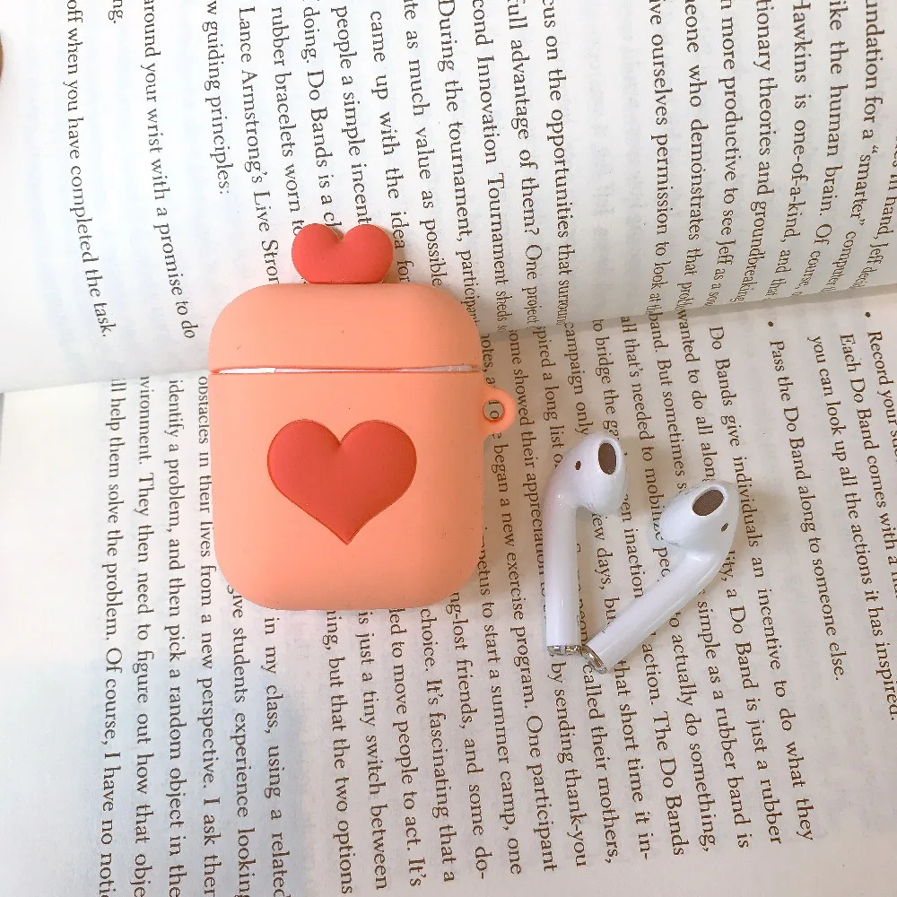 Чехол для AirPods, силиконовый защитный чехол с сердечком, Bluetooth, беспроводные наушники, чехол для Air pods, аксессуары для зарядки