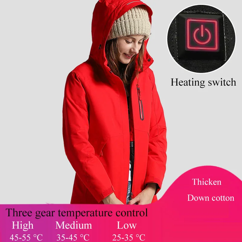 Women Red Новое поступление, мужская, женская, USB Инфракрасная куртка с подогревом, для походов, походов, альпинизма, катания на лыжах и сноуборде, водонепроницаемые куртки - Цвет: Women Red