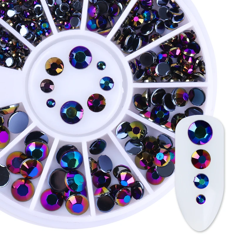 1 коробка цветные стразы розовый синий зеленый черный круглый плоский низ смола 3D