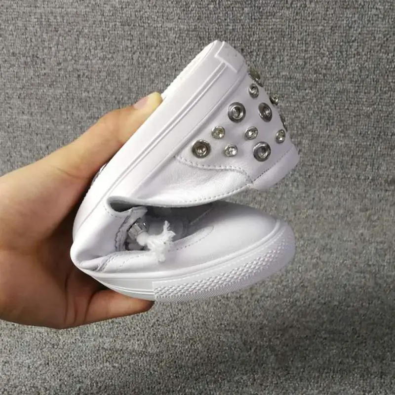 Белые кожаные туфли Женская спортивная обувь на плоской подошве Обувь для