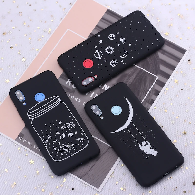 Силиконовый чехол для Huawei Honor Mate 10 20 Nova P20 P30 P40 P Smart Space Moon астронавт звезды