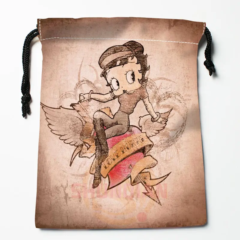 Новая сумка для хранения с принтом Betty Boop, 27x35 см, сатиновые сумки со шнурками, компрессионные сумки, индивидуальные подарки для вашего образа - Цвет: 7