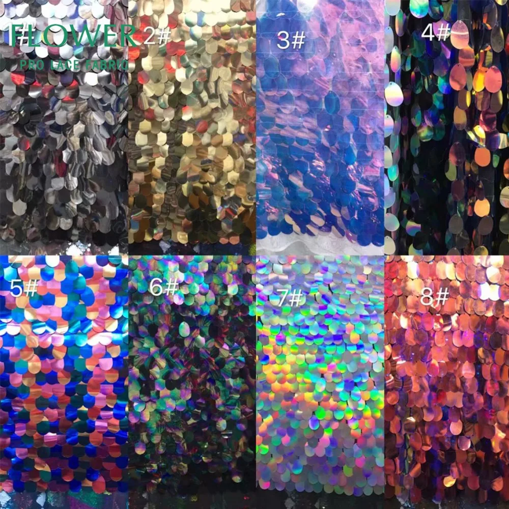 Красочные большие блестки сетчатая Тюлевая кружевная ткань потрясающий дизайн