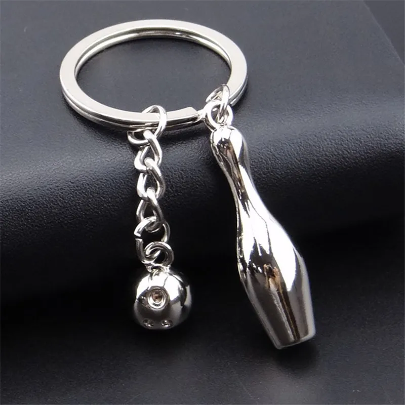 100 pcs/lot Metal Keychain Sport Key Chain Hot Sale Mini bowling key Ring keychain keychains souvenir Car Men and Women Gift | Украшения и