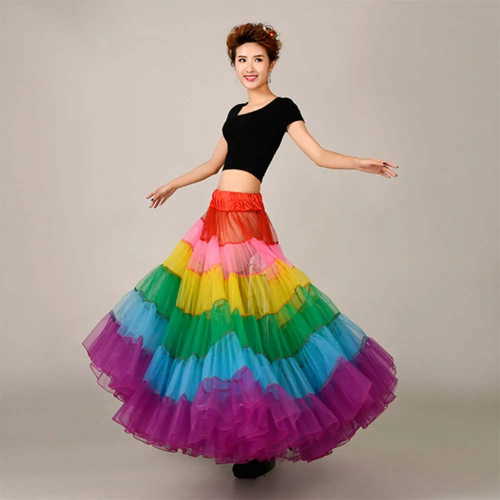

Colorful Petticoat Rockabilly Floor Length Long Evening Underskirt Without Hoop Women Crinoline Bridal Wedding Accessories 2019