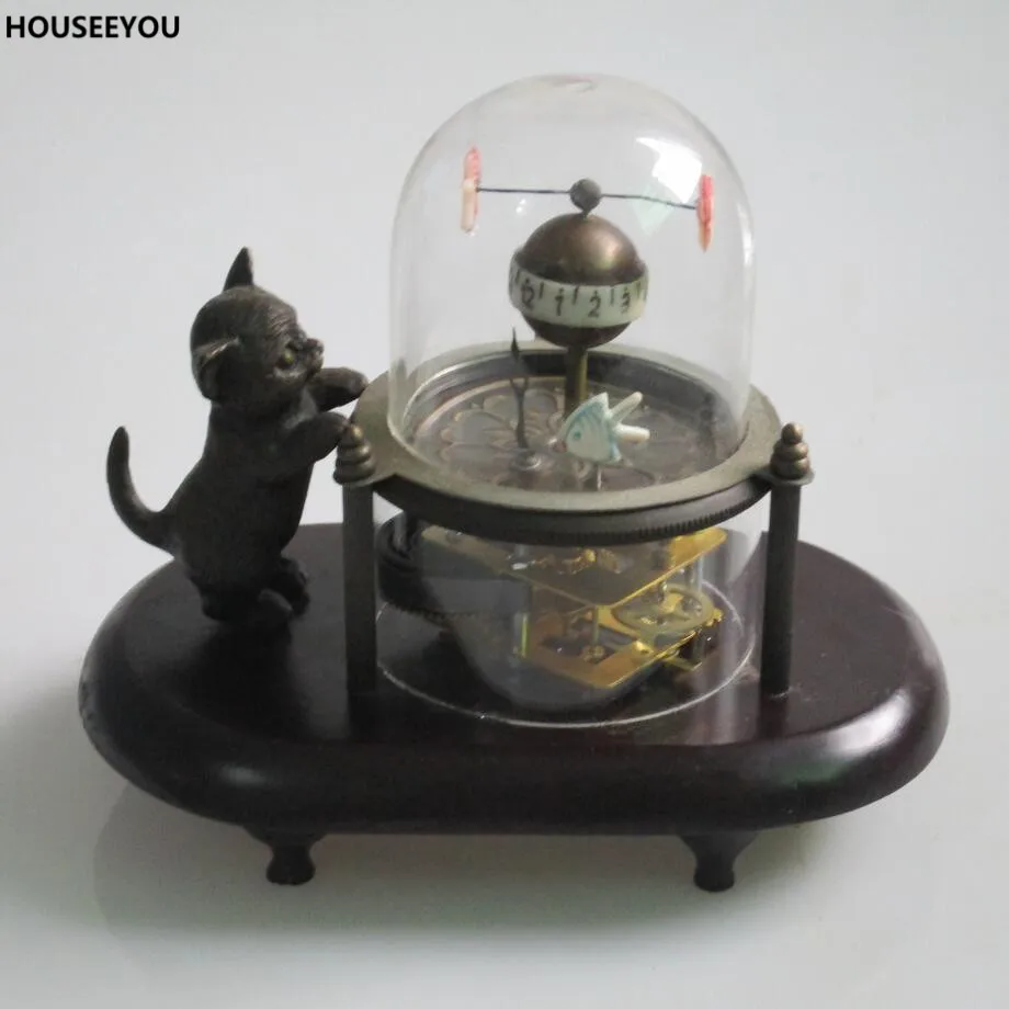 Бронзовые механические часы с деревянной подставкой рамка механический часовой