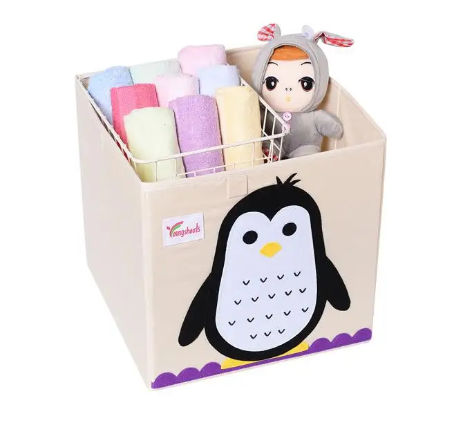 penguin Новая 3D коробка для хранения игрушек Мультяшные животные складные корзины для хранения шкаф ящик Органайзер корзина для хранения одежды детские игрушки Органайзер - Цвет: penguin