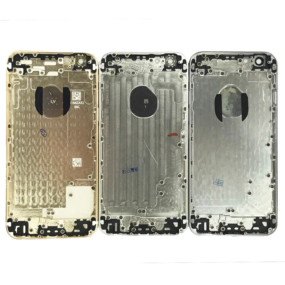 Задняя крышка для iPhone 6, 6G, 6s, задняя крышка для батареи, задняя дверь, корпус, чехол, средняя часть, замена, золотой, серебряный, серый, с боковой