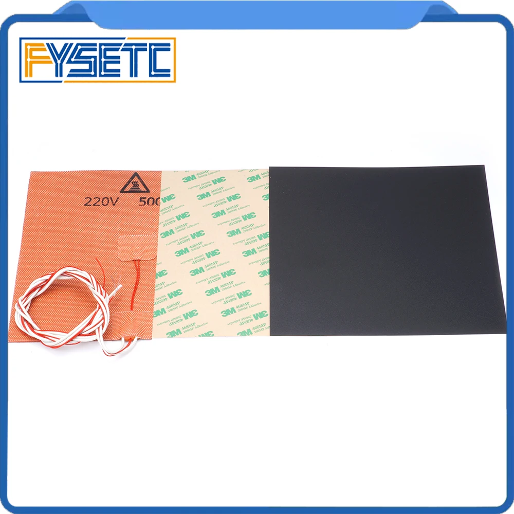200X200mm 220V 500W силиконовый нагреватель Pad + 0 5/0 8/1 мм матовый черный строительный