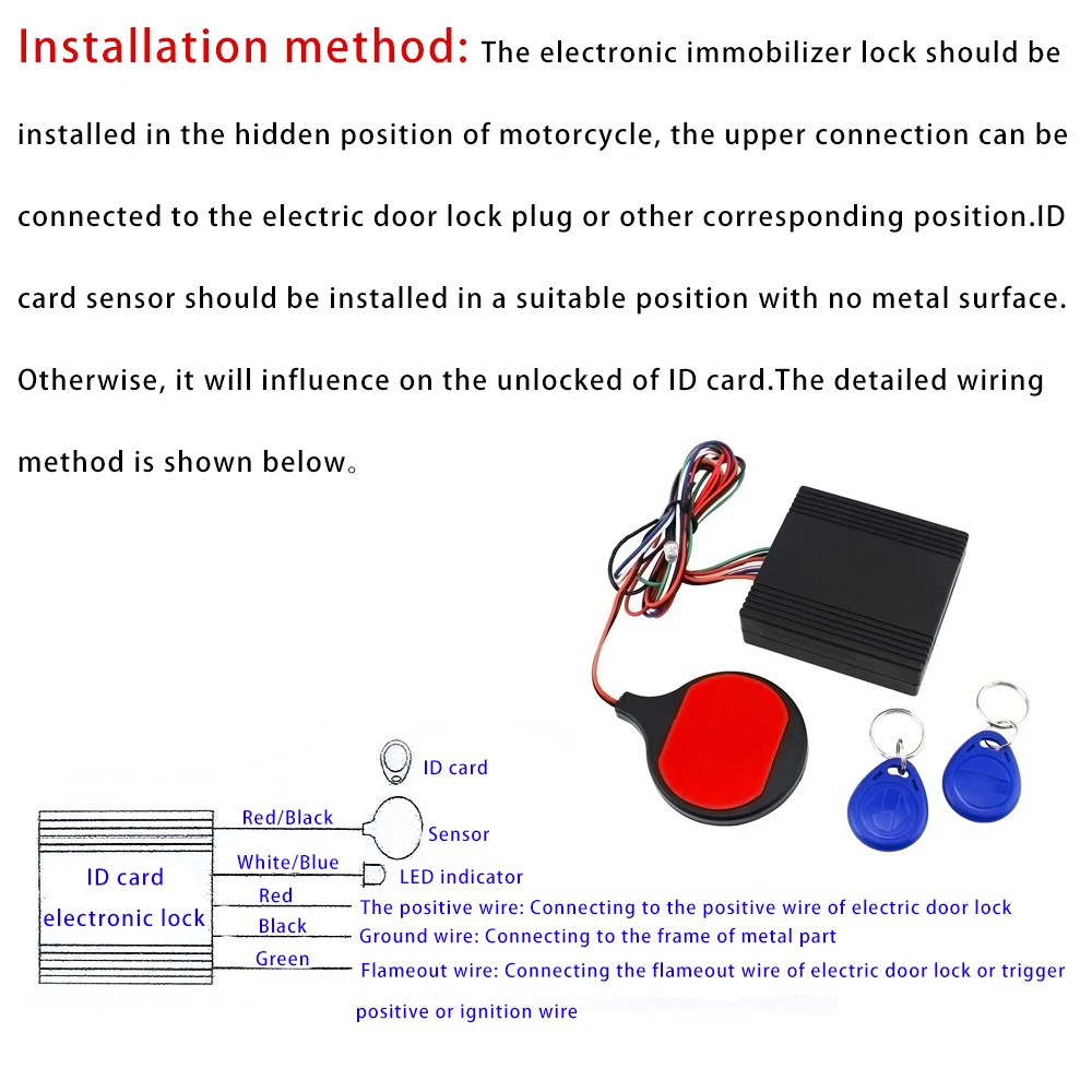 CARCHET Motorcycle Bike Alarm System Scooter Anti-theft Security Remote Control Engine with ID card induction stealth lock | Автомобили и