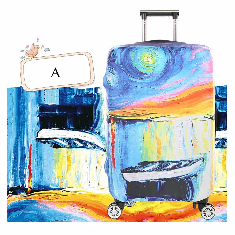 A-Luggage cover Чехол для багажа с геометрическим рисунком, масляным рисунком, 18-32 дюйма, чехол для костюма, эластичные защитные чехлы, чехол для тележки, пылезащитный чехол, аксессуары для путешествий - Цвет: A-Luggage cover