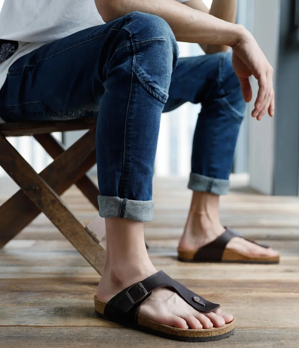 Xiaomi Aishoes/мужские классические удобные летние шлепанцы из пробкового песка; нескользящие пляжные сандалии на плоской подошве для дома