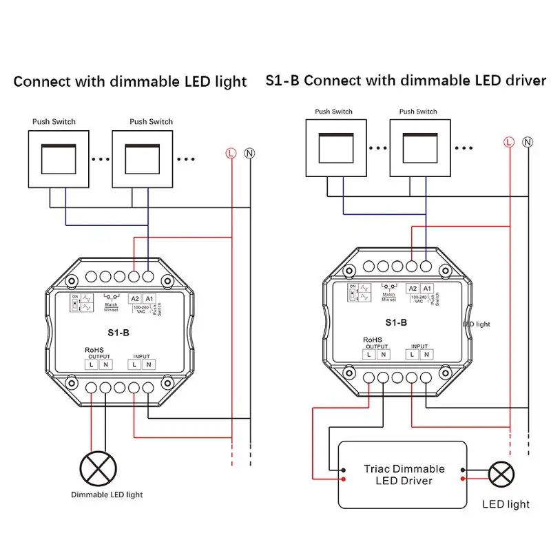 AC RF Triac диммер Беспроводная Светодиодная лампа с регулируемой яркостью кнопочный