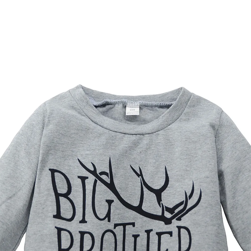 baby girl boys clothes overalls children's winter tracksuits Little Brother Romper Deer Print Trousers Cap costume clothing set | Детская