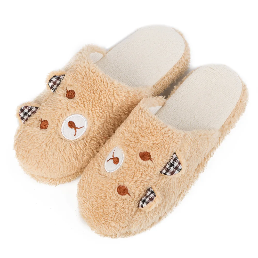 Зимние тапочки с милым мультяшным медведем Pantuflas плюшевые домашние мягкой