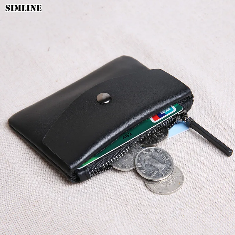 Кошелек SIMLINE из натуральной кожи для мужчин и женщин винтажный маленький тонкий