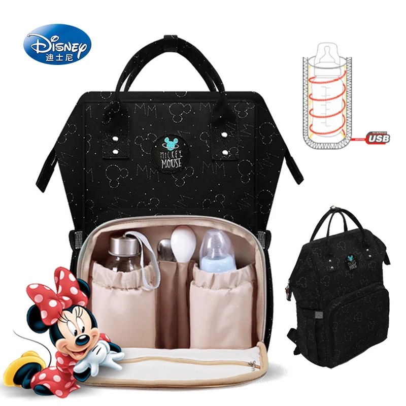 Disney бутылочка для кормления изоляционная сумка USB Ткань Оксфорд изоляционные сумки подгузники Коляски Сумки рюкзак Водонепроницаемый Сумка для подгузников