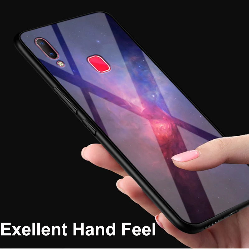 Чехол для vivo Y91 с закаленным стеклом звездного неба + тонкий жесткий чехол