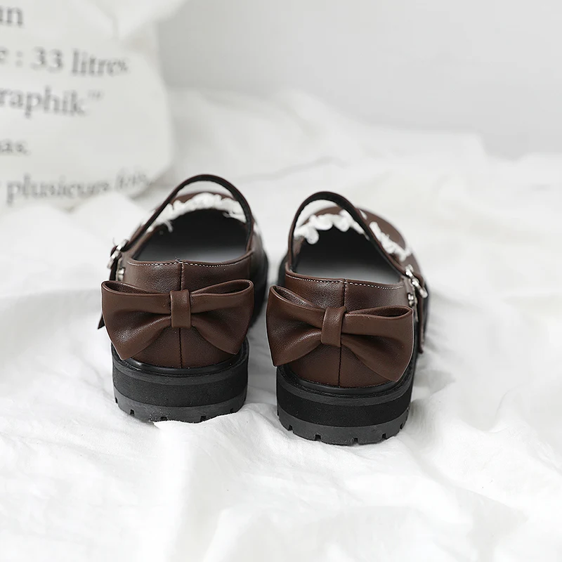 

Vintage princess sweet lolita shoes round head thick bottom lace bowknot kawaii shoes cosplay women shoes loli daily